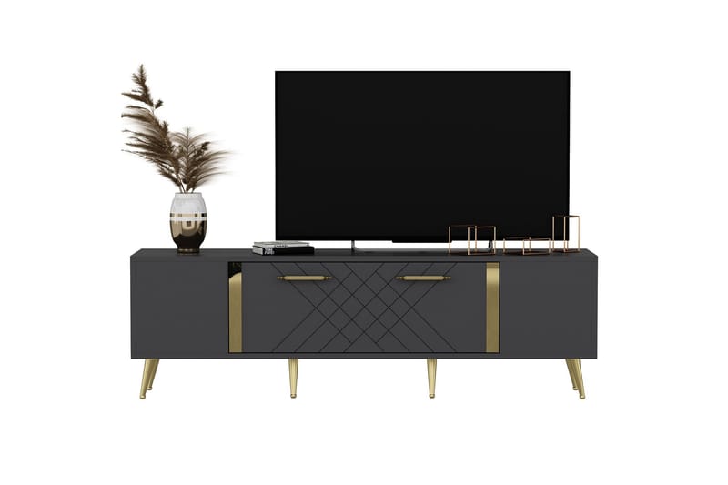 Detas Tv-bord 150x35 cm Sort/Guld - Hanah Home - Møbler - TV borde & mediemøbler - TV-borde