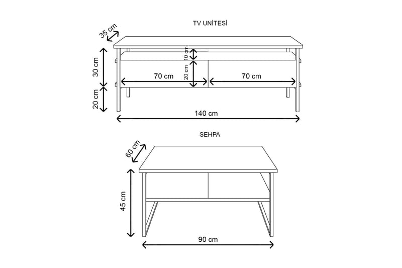 Doeworr TV-bord 140 cm - Hvid - Møbler - TV borde & mediemøbler - TV-borde