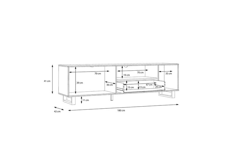 Donmills TV-Bord 180 cm - Brun/sort - Møbler - TV borde & mediemøbler - TV-borde