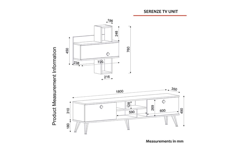 Duguns TV-Bord 180 cm - Teak / sort - Møbler - TV borde & mediemøbler - TV-borde