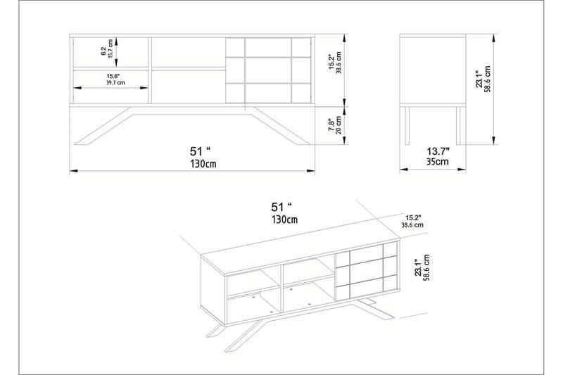 Einbeck TV-Bord 130 cm - Hvid/guld - Møbler - TV borde & mediemøbler - TV-borde