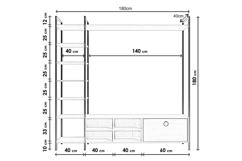 Evrenli TV-bord 180 cm - Hvid - Møbler - TV borde & mediemøbler - TV-borde