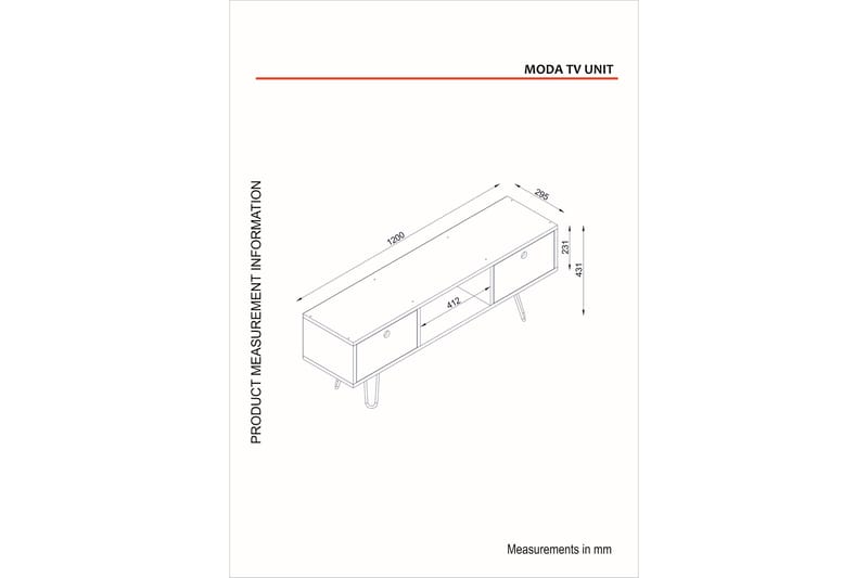 Furny Home TV-bænk 120 cm - Hvid - Møbler - TV borde & mediemøbler - TV-borde