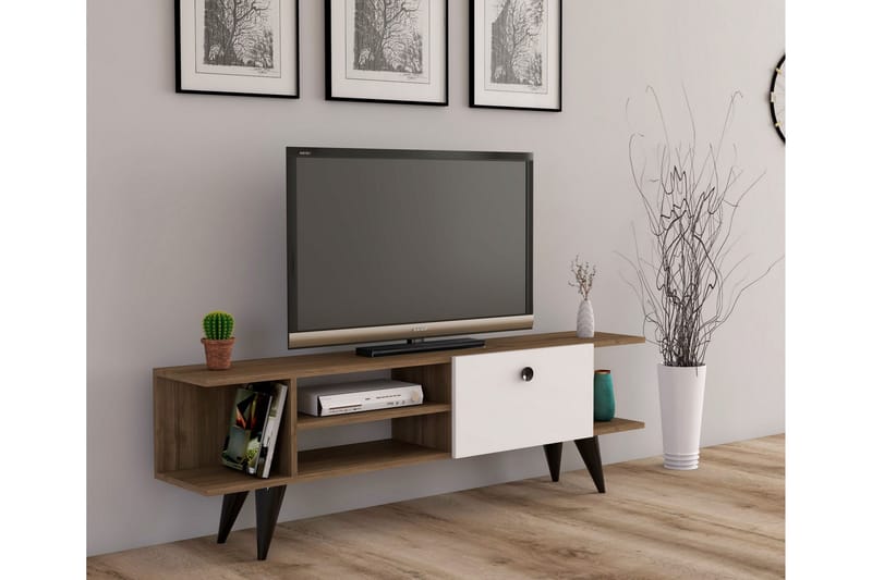 Gurnar TV-Bord 120 cm - Valnød / hvid - TV-borde