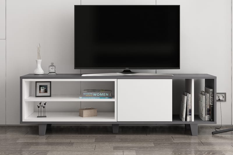 Hachen TV-bord 160 cm - Hvid/Antracit - Møbler - TV borde & mediemøbler - TV-borde