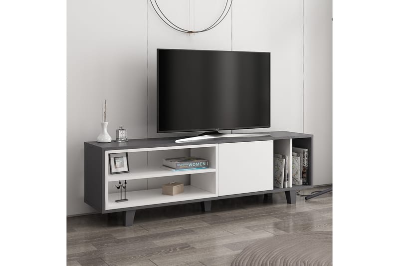 Hachen TV-bord 160 cm - Hvid/Antracit - Møbler - TV borde & mediemøbler - TV-borde