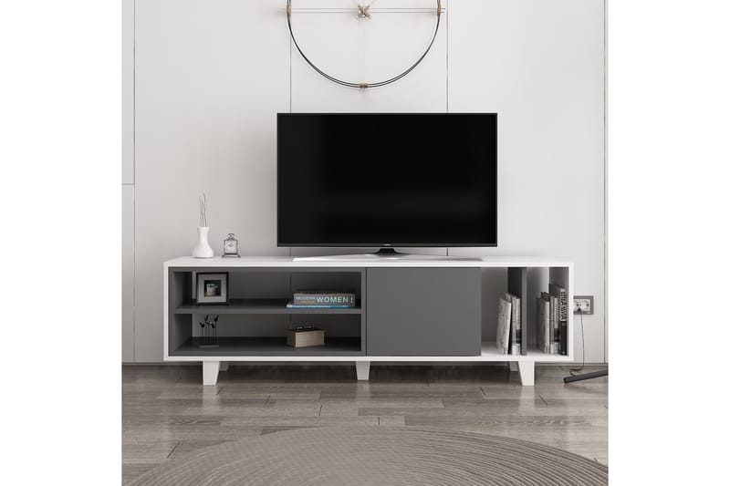 Hachen TV-bord 160 cm - Hvid/Antracit - Møbler - TV borde & mediemøbler - TV-borde