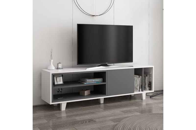 Hachen TV-bord 160 cm - Hvid/Antracit - Møbler - TV borde & mediemøbler - TV-borde