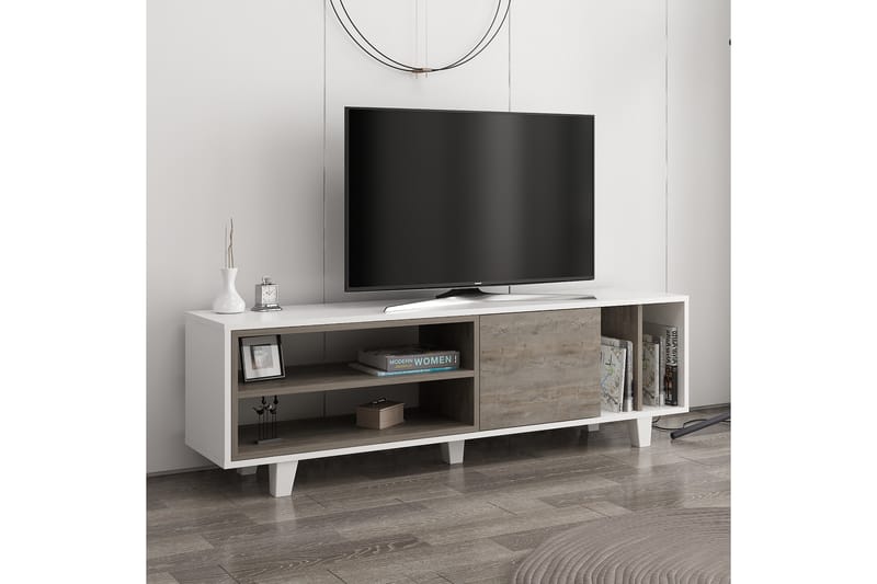 Hachen TV-bord 160 cm - Hvid/Mørkebrun - Møbler - TV borde & mediemøbler - TV-borde