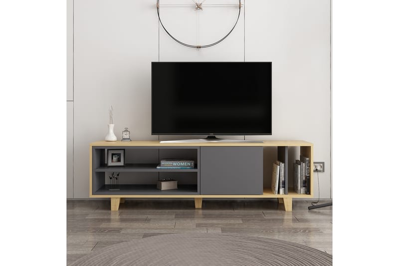 Hachen TV-bord 160 cm - Natur/Antracit - Møbler - TV borde & mediemøbler - TV-borde