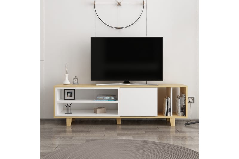 Hachen TV-bord 160 cm - Natur/Hvid - Møbler - TV borde & mediemøbler - TV-borde