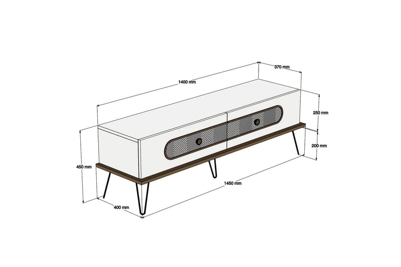 Hovdane TV-Bord 145 cm - Brun - TV-borde