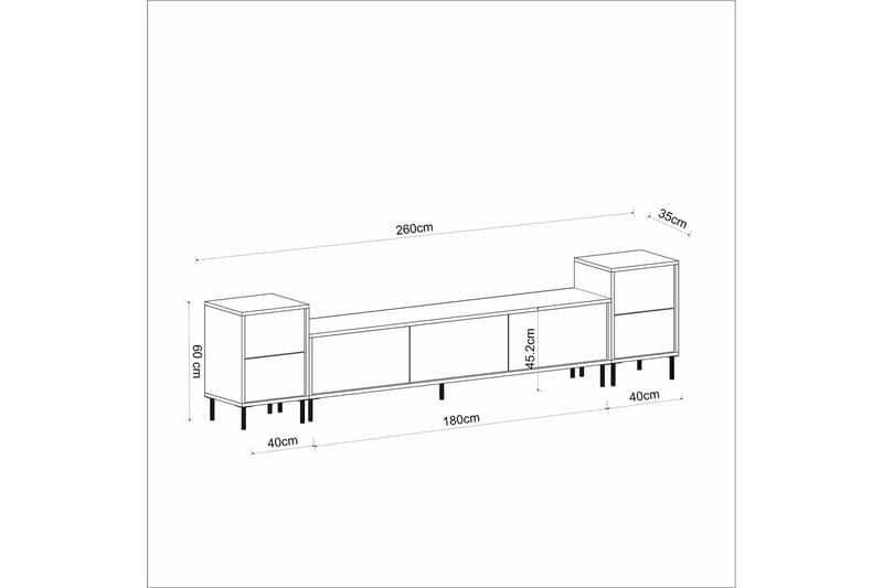 Imaj TV-Bord 260 cm - Guld/Sort/Hvid - Møbler - TV borde & mediemøbler - TV-borde