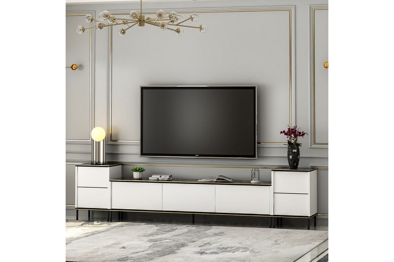 Imaj TV-Bord 260 cm - Guld/Sort/Hvid - Møbler - TV borde & mediemøbler - TV-borde