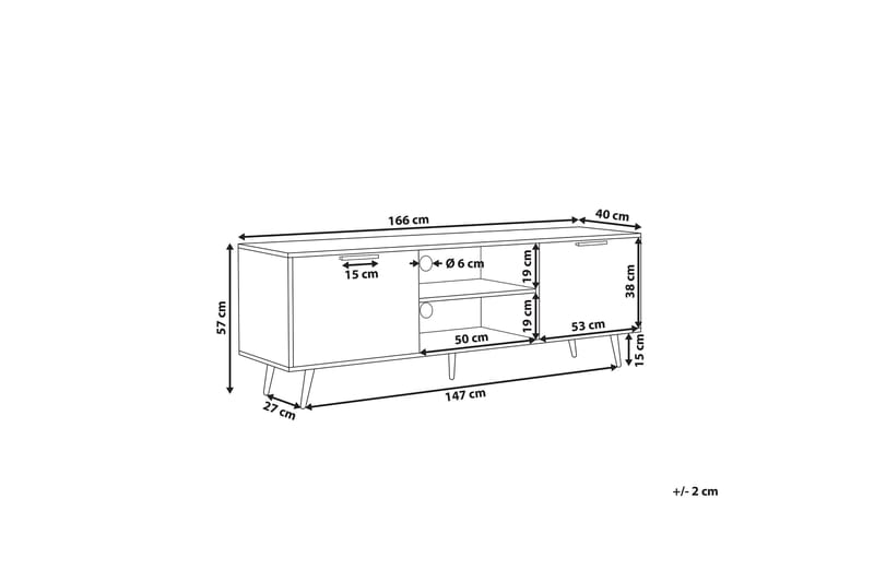 Indio TV-bord 166x40 cm - Sort - Møbler - TV borde & mediemøbler - TV-borde