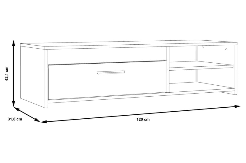 Iztaza TV-Bord 120 cm - Betongrå/hvid - Møbler - TV borde & mediemøbler - TV-borde