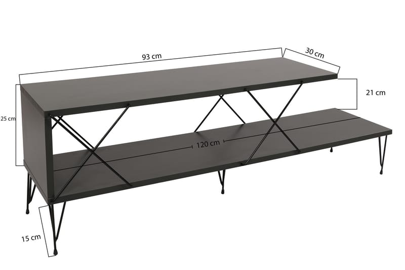 Jaennis TV-bord 120 cm - Antracit - Møbler - TV borde & mediemøbler - TV-borde