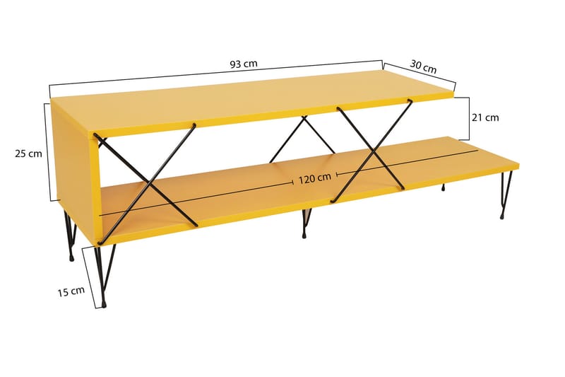 Jaennis TV-bord 120 cm - Gul - Møbler - TV borde & mediemøbler - TV-borde