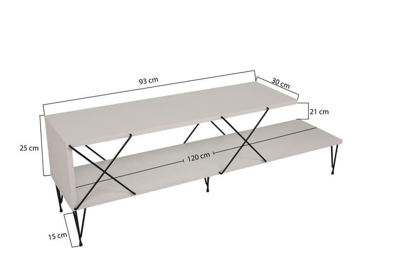 Jaennis TV-bord 120 cm - Hvid - Møbler - TV borde & mediemøbler - TV-borde