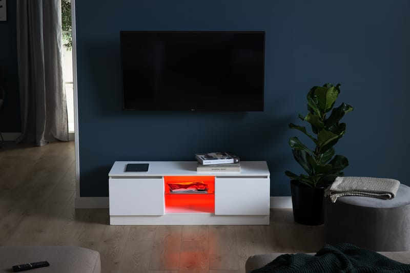 Jugansbo TV-Bord 120 cm med LED-belysning - Hvid - Møbler - TV borde & mediemøbler - TV-borde