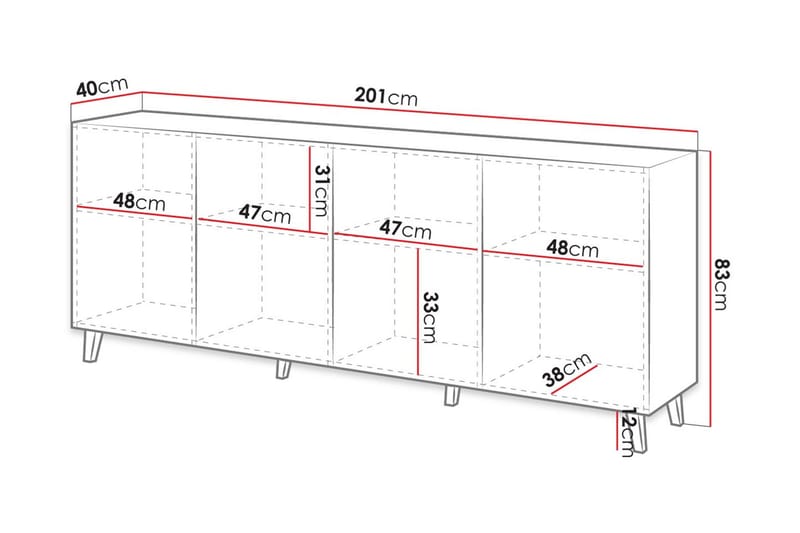 Juniskär Skænk med Opbevaring 40x82x200 cm - Hvid/Sort - Møbler - TV borde & mediemøbler - TV-borde