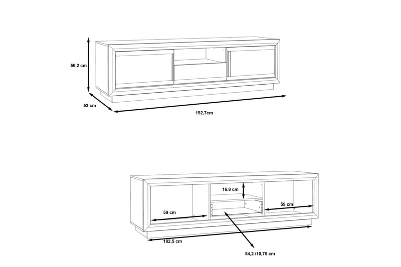 Kalabaka TV-Bord 193 cm - Brun/Hvid - Møbler - TV borde & mediemøbler - TV-borde