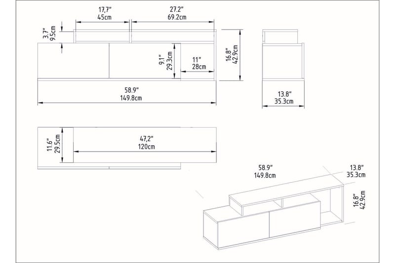 Lameyze TV-Bord 150 cm - Mørkebrun/sort - Møbler - TV borde & mediemøbler - TV-borde