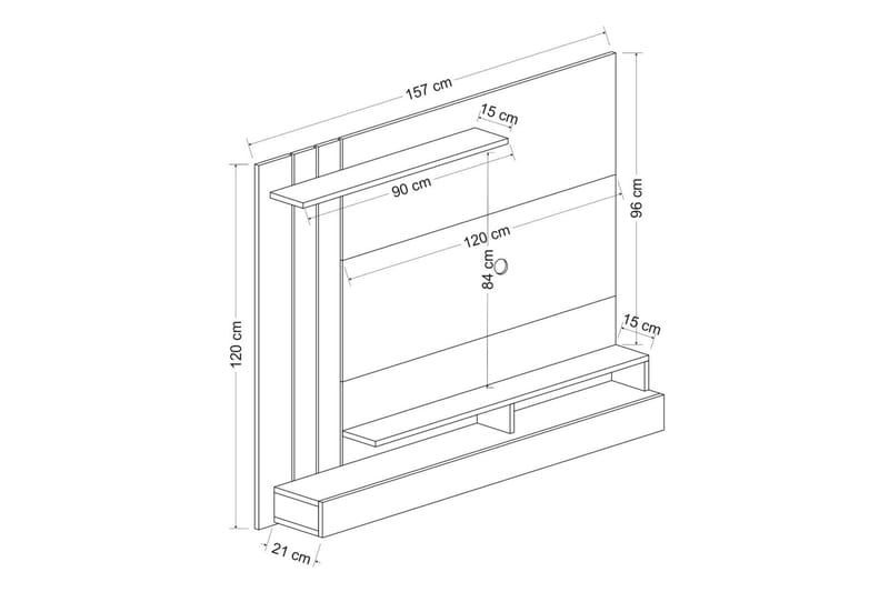 Lawrance TV-Bord 157 cm - Oak/Grå - Møbler - TV borde & mediemøbler - TV-borde