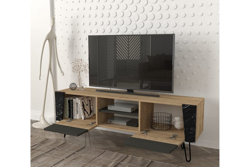 Lemele TV-Bord 150 cm - Natur / antracit - Møbler - TV borde & mediemøbler - TV-borde