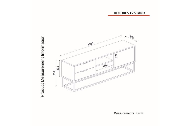 Lemelerveld TV-Bord 150 cm - Natur / antracit - Møbler - TV borde & mediemøbler - TV-borde