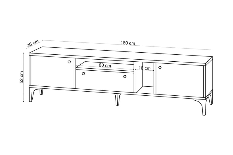 Liscard TV-bord 180 cm - Natur - Møbler - TV borde & mediemøbler - TV-borde