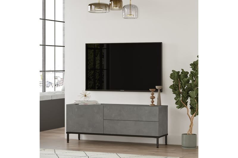 Lozyno TV-bord 120 cm - Sølv/Sort - Møbler - TV borde & mediemøbler - TV-borde