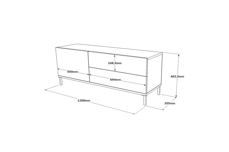 Lozyno TV-bord 120 cm - Sølv/Sort - Møbler - TV borde & mediemøbler - TV-borde