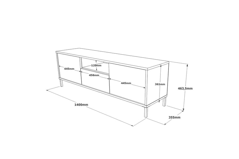 Lozyno TV-bord 140 cm - Natur/Sort - Møbler - TV borde & mediemøbler - TV-borde