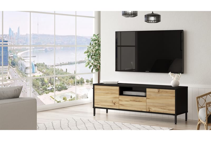 Lozyno TV-bord 140 cm - Natur/Sort - Møbler - TV borde & mediemøbler - TV-borde