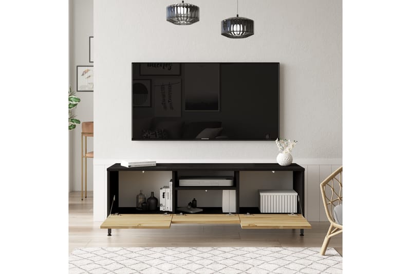 Lozyno TV-bord 140 cm - Natur/Sort - Møbler - TV borde & mediemøbler - TV-borde