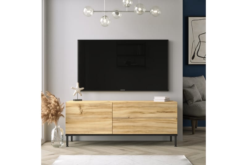 Lozyno TV-bord 140 cm - Natur/Sort - Møbler - TV borde & mediemøbler - TV-borde