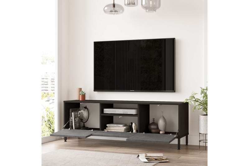 Lozyno TV-bord 140 cm - Sølv/Sort - Møbler - TV borde & mediemøbler - TV-borde