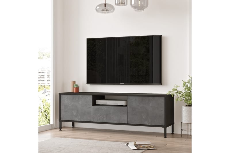 Lozyno TV-bord 140 cm - Sølv/Sort - Møbler - TV borde & mediemøbler - TV-borde