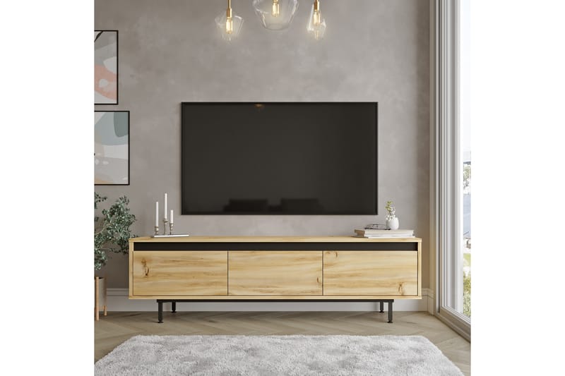 Lozyno TV-bord 160 cm - Natur/Sort - Møbler - TV borde & mediemøbler - TV-borde