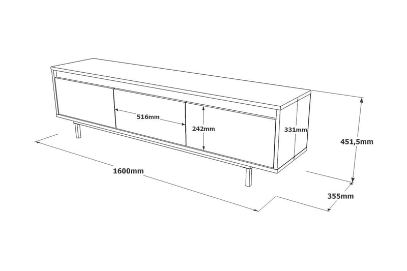 Lozyno TV-bord 160 cm - Natur/Sort - Møbler - TV borde & mediemøbler - TV-borde