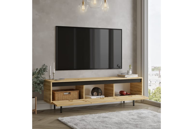 Lozyno TV-bord 160 cm - Natur/Sort - Møbler - TV borde & mediemøbler - TV-borde