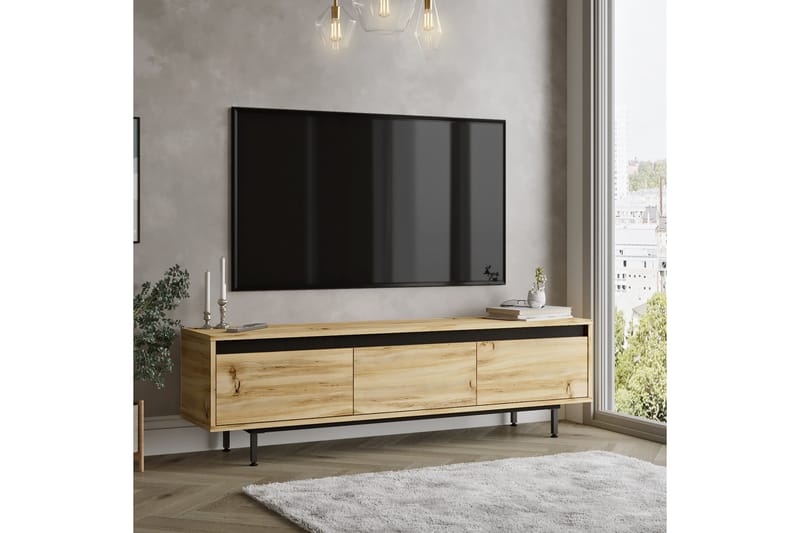 Lozyno TV-bord 160 cm - Natur/Sort - Møbler - TV borde & mediemøbler - TV-borde