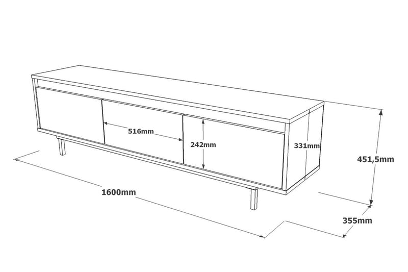 Lozyno TV-bord 160 cm - Sølv/Sort - Møbler - TV borde & mediemøbler - TV-borde