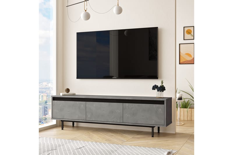 Lozyno TV-bord 160 cm - Sølv/Sort - Møbler - TV borde & mediemøbler - TV-borde