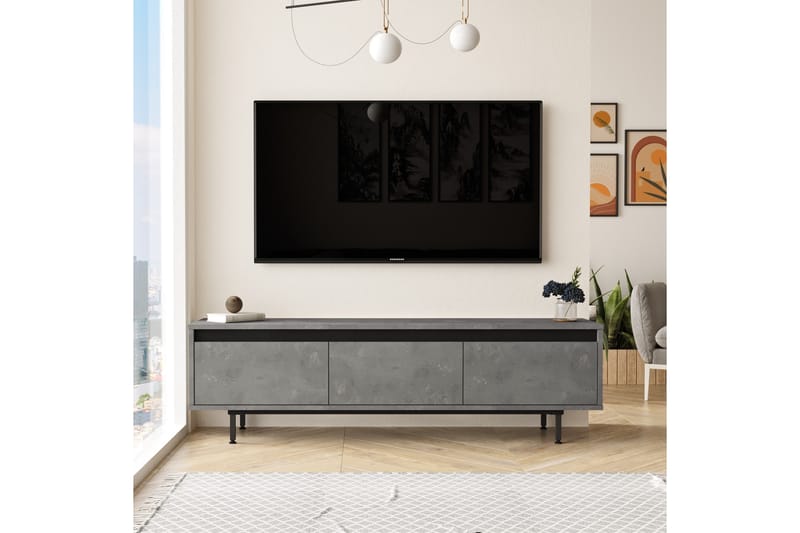 Lozyno TV-bord 160 cm - Sølv/Sort - Møbler - TV borde & mediemøbler - TV-borde