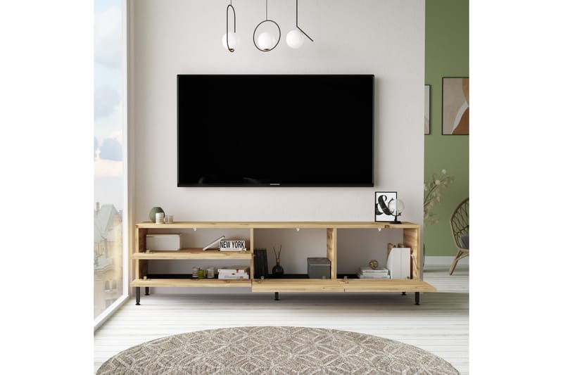 Lozyno TV-bord 170 cm - Natur/Sort - Møbler - TV borde & mediemøbler - TV-borde