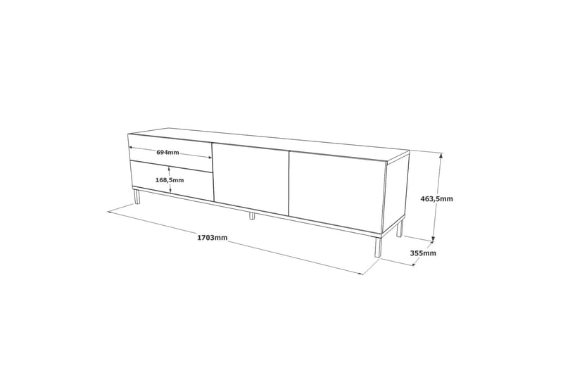 Lozyno TV-bord 170 cm - Natur/Sort - Møbler - TV borde & mediemøbler - TV-borde