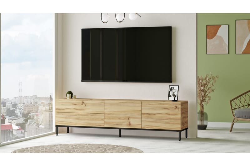 Lozyno TV-bord 170 cm - Natur/Sort - Møbler - TV borde & mediemøbler - TV-borde