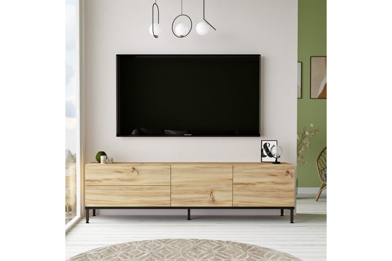 Lozyno TV-bord 170 cm - Natur/Sort - Møbler - TV borde & mediemøbler - TV-borde